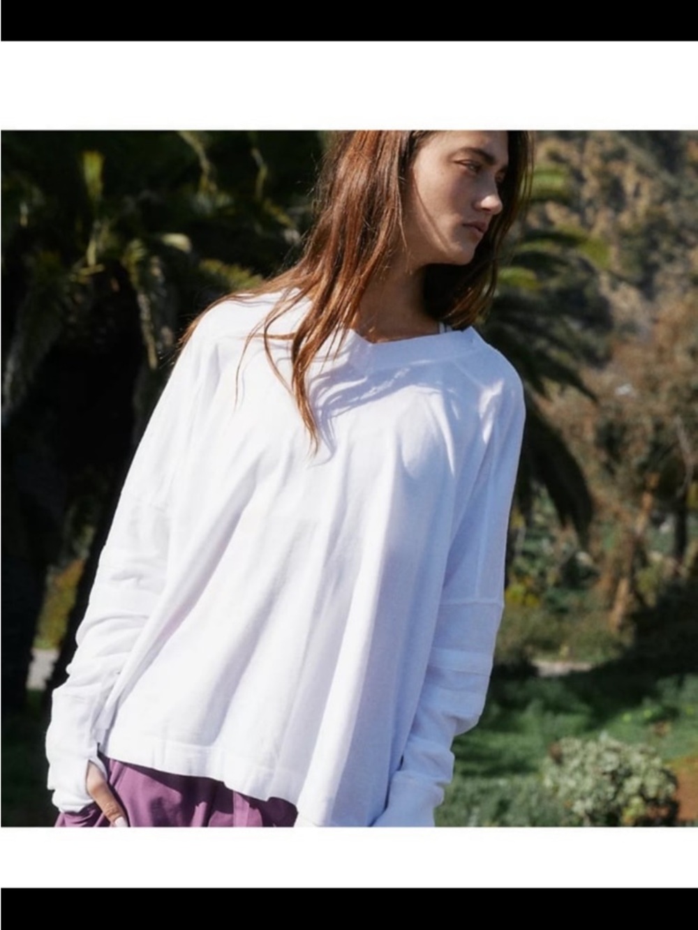 FP Movement Free People All Star Layer Long Sleeve Top White Womens Size Medium